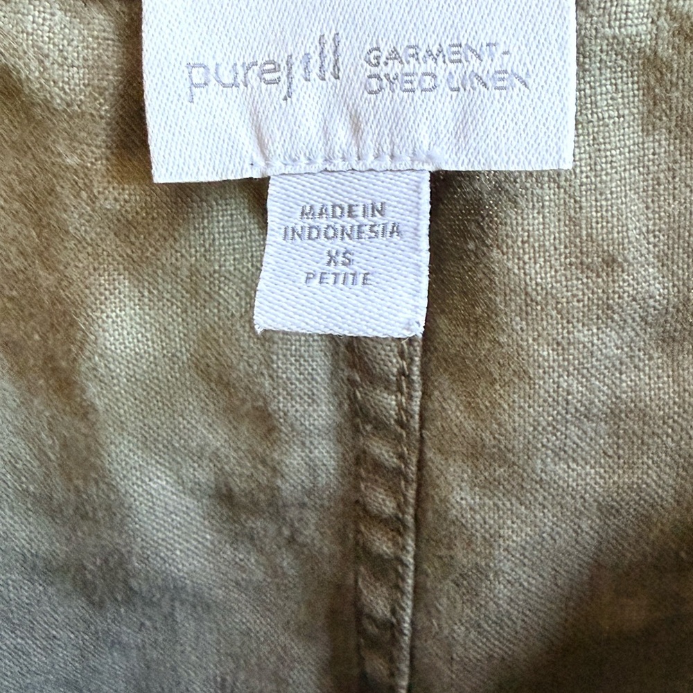 J. Jill Dyed Linen Dress. XSP. Beautiful Olive. Soft 100% Linen - Picture 5 of 9
